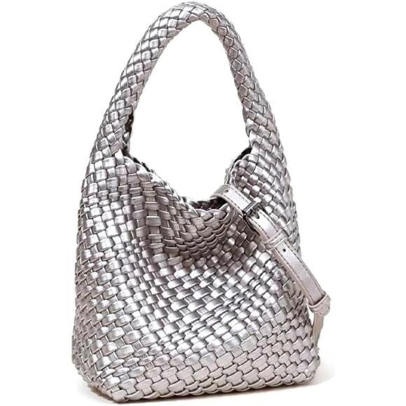 Woven Bags for Women Knoted Silver - Picture 1 of 6